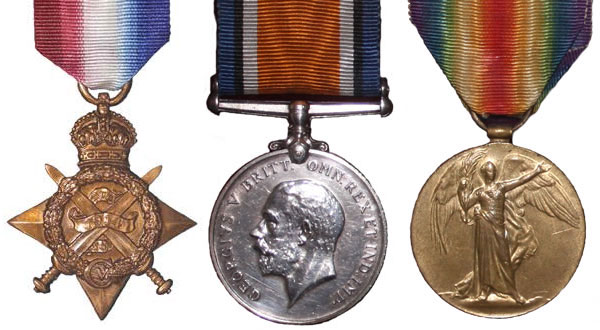 1914 Star, British War Medal and the Allies Victory Medal 